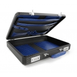 TecknoMonster - Cavok Opaque - Business Case - Briefcase in Opaque Carbon Fiber and Leather Crocodile - Blue - Luxury Collection