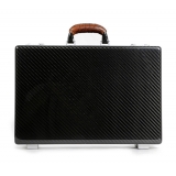 TecknoMonster - Amaya L - Business Case - Briefcase in Carbon Fiber and Leather Crocodile - Brown - Luxury Collection