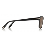 Tom Ford - Giulio Sunglasses - Occhiali Morbido Quadrato - Nero Lucido Marroni - FT0698 - Occhiali da Sole - Tom Ford Eyewear