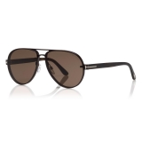 Tom Ford - Alexei Sunglasses - Occhiali Pilota in Alluminio - Marroni - FT0622 - Occhiali da Sole - Tom Ford Eyewear