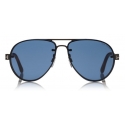Sunglasses 12V Tom Ford ALEXEI-02 FT 0622 Shiny Ruthenium/Blue 