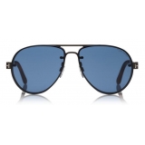 Tom Ford - Alexei Sunglasses - Occhiali Pilota in Alluminio - Rutenio Nero - FT0622 - Occhiali da Sole - Tom Ford Eyewear