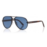 Tom Ford - Alexei Sunglasses - Occhiali Pilota in Alluminio - Rutenio Nero - FT0622 - Occhiali da Sole - Tom Ford Eyewear