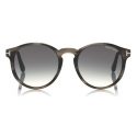 Tom Ford - Ian Sunglasses - Occhiali da Sole Rotondi in Acetato - Grigio Pesca - FT0591 - Occhiali da Sole - Tom Ford Eyewear