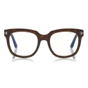 Tom Ford - Large Optical Glasses - Occhiali Quadrati - Avana Scuro - FT5537-B - Occhiali da Vista - Tom Ford Eyewear