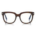 Tom Ford - Large Optical Glasses - Square Glasses - Dark Havana - FT5537-B - Optical Glasses - Tom Ford Eyewear