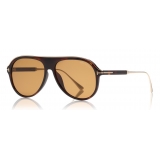 Tom Ford - Nicholai Sunglasses - Pilot Style Sunglasses - Dark Havana - FT0624 - Sunglasses - Tom Ford Eyewear