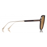 Tom Ford - Nicholai Sunglasses - Occhiali da Sole Stile Pilota - Avana Scuro - FT0624 - Occhiali da Sole - Tom Ford Eyewear