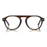 Tom Ford - Round Opticals Sunglasses - Occhiali Rotondi Ottici - Avana Scuro - FT5533-B - Occhiali da Sole - Tom Ford Eyewear