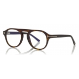 Tom Ford - Round Opticals Sunglasses - Occhiali Rotondi Ottici - Avana Scuro - FT5533-B - Occhiali da Sole - Tom Ford Eyewear