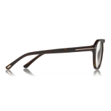 Tom Ford - Round Opticals Sunglasses - Occhiali Rotondi Ottici - Avana Scuro - FT5533-B - Occhiali da Sole - Tom Ford Eyewear