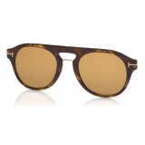 Tom Ford - Round Opticals Sunglasses - Occhiali Rotondi Ottici - Avana Scuro - FT5533-B - Occhiali da Sole - Tom Ford Eyewear