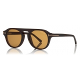 Tom Ford - Round Opticals Sunglasses - Occhiali Rotondi Ottici - Avana Scuro - FT5533-B - Occhiali da Sole - Tom Ford Eyewear