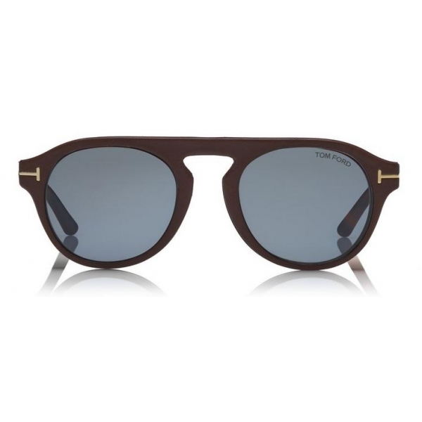 Tom Ford - Round Opticals Sunglasses - Occhiali Rotondi - Avana Scuro Blu - FT5533-B - Occhiali da Sole - Tom Ford Eyewear