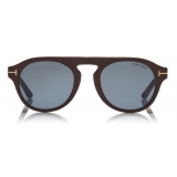 Tom Ford - Round Opticals Sunglasses - Occhiali Rotondi - Avana Scuro Blu - FT5533-B - Occhiali da Sole - Tom Ford Eyewear