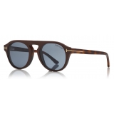 Tom Ford - Round Opticals Sunglasses - Occhiali Rotondi - Avana Scuro Blu - FT5533-B - Occhiali da Sole - Tom Ford Eyewear