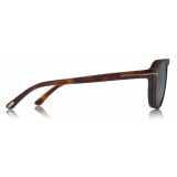 Tom Ford - Round Opticals Sunglasses - Occhiali Rotondi - Avana Scuro Blu - FT5533-B - Occhiali da Sole - Tom Ford Eyewear