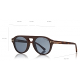 Tom Ford - Round Opticals Sunglasses - Occhiali Rotondi - Avana Scuro Blu - FT5533-B - Occhiali da Sole - Tom Ford Eyewear