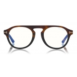 Tom Ford - Round Opticals Sunglasses - Round Optical Sunglasses - Dark Havana Blue - FT5533-B - Sunglasses - Tom Ford Eyewear