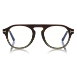 Tom Ford - Round Opticals Sunglasses - Occhiali Rotondi Ottici - Avana Grigio - FT5533-B - Occhiali da Sole - Tom Ford Eyewear