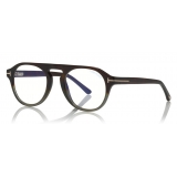 Tom Ford - Round Opticals Sunglasses - Occhiali Rotondi Ottici - Avana Grigio - FT5533-B - Occhiali da Sole - Tom Ford Eyewear