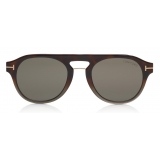 Tom Ford - Round Opticals Sunglasses - Occhiali Rotondi Ottici - Avana Grigio - FT5533-B - Occhiali da Sole - Tom Ford Eyewear