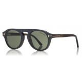 Tom Ford - Round Opticals Sunglasses - Occhiali Rotondi Ottici - Havana Verde - FT5533-B - Occhiali da Sole - Tom Ford Eyewear