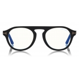Tom Ford - Round Opticals Sunglasses - Occhiali Rotondi Ottici - Nero Opaco - FT5533-B - Occhiali da Sole - Tom Ford Eyewear