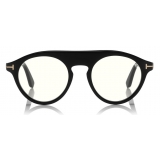 Tom Ford - Christopher Optical Glasses - Occhiali Rotondi in Acetato - Nero - FT0633-O - Occhiali da Vista - Tom Ford Eyewear