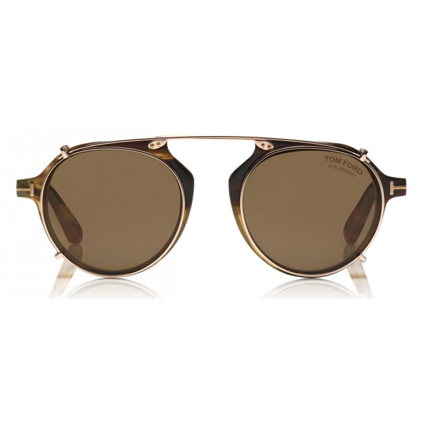 Tom Ford - Tom N.15 Sunglasses - Occhiali in Vero Corno di Bufalo - Marroni - FT5561-P-B - Occhiali da Sole - Tom Ford Eyewear