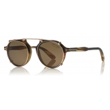 Tom Ford - Tom N.15 Sunglasses - Occhiali in Vero Corno di Bufalo - Marroni - FT5561-P-B - Occhiali da Sole - Tom Ford Eyewear