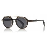 Tom Ford - Tom N.15 Sunglasses - Occhiali in Vero Corno di Bufalo - Nero - FT5561-P-B - Occhiali da Sole - Tom Ford Eyewear