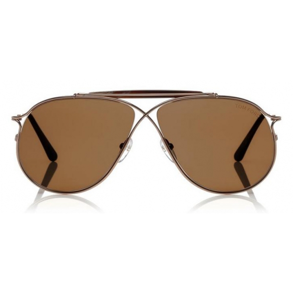 Tom Ford - Tom N.6 Sunglasses - Occhiali da Sole Aviatore - Oro Rosa Marroni - FT0489-P - Occhiali da Sole - Tom Ford Eyewear