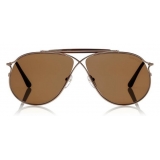 Tom Ford - Tom N.6 Sunglasses - Occhiali da Sole Aviatore - Oro Rosa Marroni - FT0489-P - Occhiali da Sole - Tom Ford Eyewear