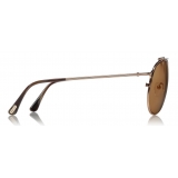 Tom Ford - Tom N.6 Sunglasses - Occhiali da Sole Aviatore - Oro Rosa Marroni - FT0489-P - Occhiali da Sole - Tom Ford Eyewear