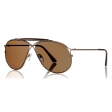 Tom Ford - Tom N.6 Sunglasses - Occhiali da Sole Aviatore - Oro Rosa Marroni - FT0489-P - Occhiali da Sole - Tom Ford Eyewear