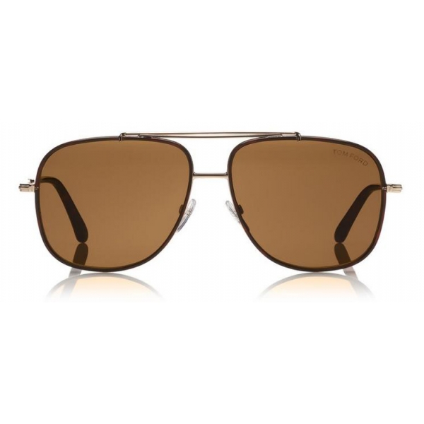 Tom Ford - Benton Sunglasses - Occhiali Stile Navigatore - Oro Rosa Marroni - FT0693 - Occhiali da Sole - Tom Ford Eyewear