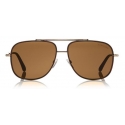 Tom Ford - Benton Sunglasses - Occhiali Stile Navigatore - Oro Rosa Marroni - FT0693 - Occhiali da Sole - Tom Ford Eyewear