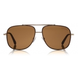 Tom Ford - Benton Sunglasses - Occhiali Stile Navigatore - Oro Rosa Marroni - FT0693 - Occhiali da Sole - Tom Ford Eyewear