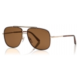 Tom Ford - Benton Sunglasses - Occhiali Stile Navigatore - Oro Rosa Marroni - FT0693 - Occhiali da Sole - Tom Ford Eyewear