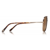 Tom Ford - Benton Sunglasses - Occhiali Stile Navigatore - Oro Rosa Marroni - FT0693 - Occhiali da Sole - Tom Ford Eyewear