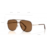 Tom Ford - Benton Sunglasses - Occhiali Stile Navigatore - Oro Rosa Marroni - FT0693 - Occhiali da Sole - Tom Ford Eyewear