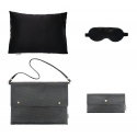 by Dariia Day - Silk Travel Set - Black Midnight - Bedding - Home - Mulberry Silk - Artisan Silk Pillowcase - Luxury
