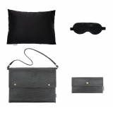 by Dariia Day - Silk Travel Set - Black Midnight - Bedding - Home - Mulberry Silk - Artisan Silk Pillowcase - Luxury