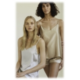 by Dariia Day - Top in Seta - Argento Grigio - Fashion - New Collection - Seta Gelso - Top Artigianale - Luxury