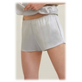 by Dariia Day - Silk Shorts - Silver Grey - Fashion - New Collection - Mulberry Silk - Artisan Silk Shorts - Luxury