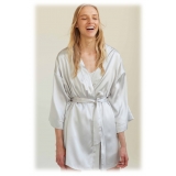 by Dariia Day - Silk Robe - Silver Grey - Fashion - New Collection - Mulberry Silk - Artisan Silk Robe - Luxury