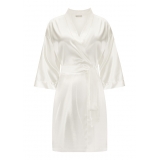 by Dariia Day - Silk Robe - Powder White - Fashion - New Collection - Mulberry Silk - Artisan Silk Robe - Luxury