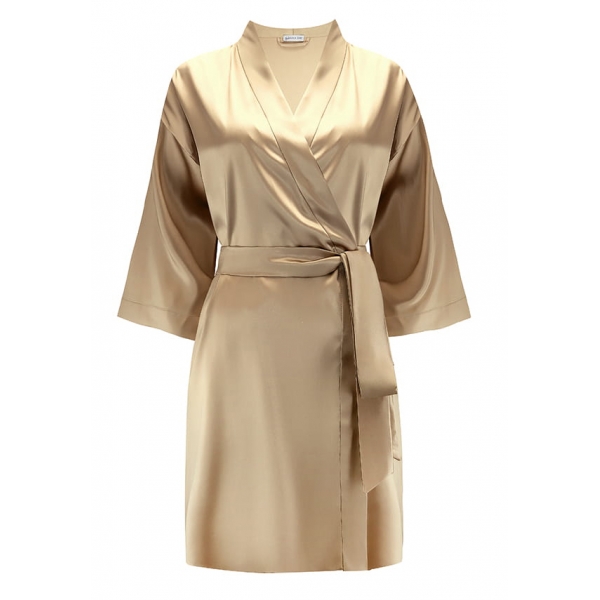 by Dariia Day - Silk Robe - French Beige - Fashion - New Collection - Mulberry Silk - Artisan Silk Robe - Luxury