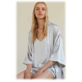 by Dariia Day - Silk Robe - Silver Grey - Fashion - New Collection - Mulberry Silk - Artisan Silk Robe - Luxury